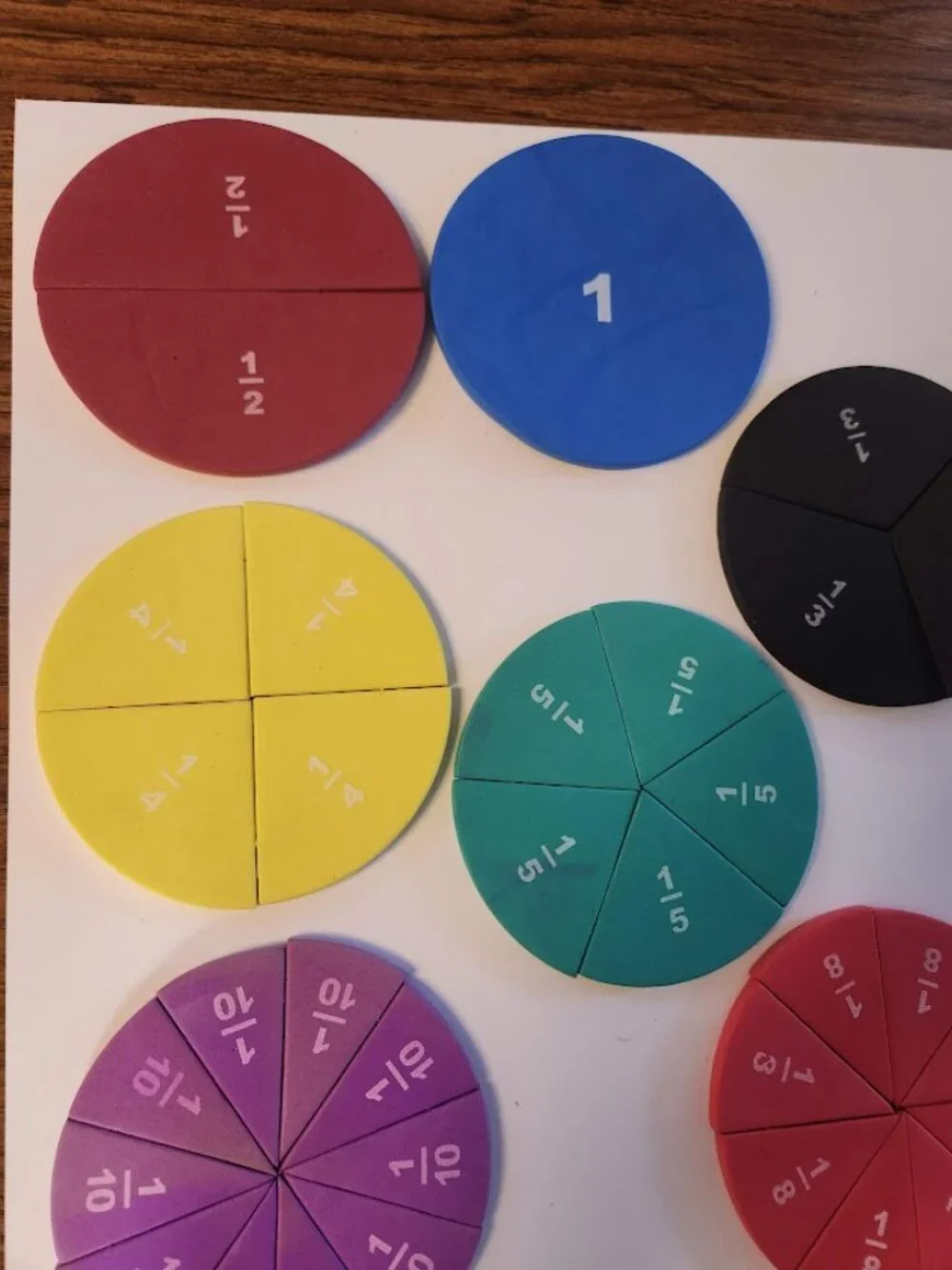 Foam Numbered Fraction Circles Math Manipulatives Toys Tools Educational Kit Set
